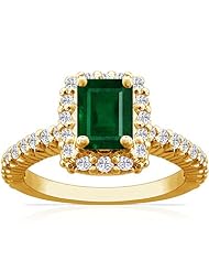 14K Yellow Gold Emerald Cut Emerald Ring With Sidestones (GIA Certificate)