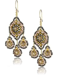 Miguel Ases Bronze Rondelle and Rose Gold Beaded Drop Earrings