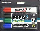 Expo Low Odor  Chisel 4 Pack Black Blue Green Red