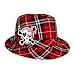 51pXKYbxFeL. AA75  SKULL W/BOW ON RED PLAID FEDORA HAT