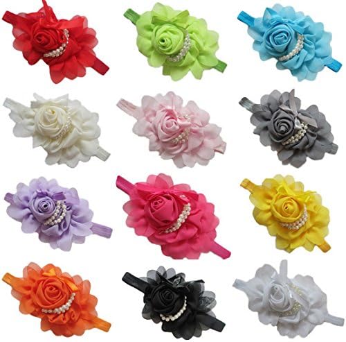 MKPLY Baby Kids Boutiques Fake Pearl Rose Headress Party Hairband Newborn Headbands