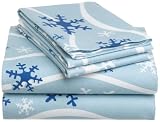 Pike Street 135-Gram Printed Flannel Twin Sheet Set, Snowflakes