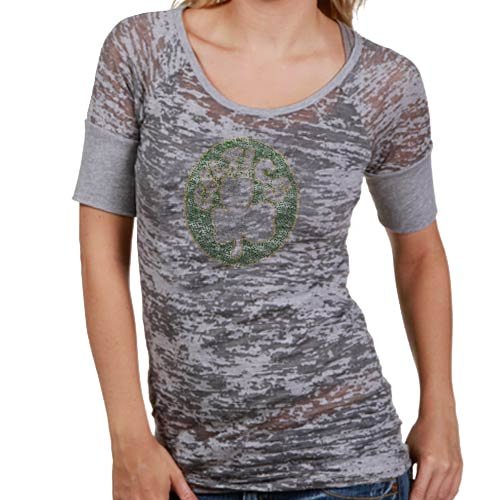 NBA Touch by Alyssa Milano Boston Celtics Gray Super Fan Sublimated Sheer Burnout Premium T-shirt (Medium)