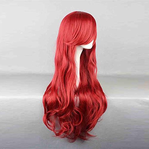 Amoi Wigs Long Dark Red Little Mermaid Ariel Wavy Cosplay Wig