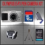Olympus E-P3 PEN Digital Camera with 14-42mm Lens (Silver) + Huge Accessori ....
