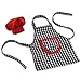 EPIC Chic Chef Black White Check Red Trim Design Bottle Apron Chef Set