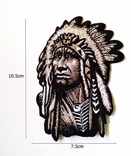 Realistic Chief Native American Indian DIY Applique Embroidered Sew Iron on Patch