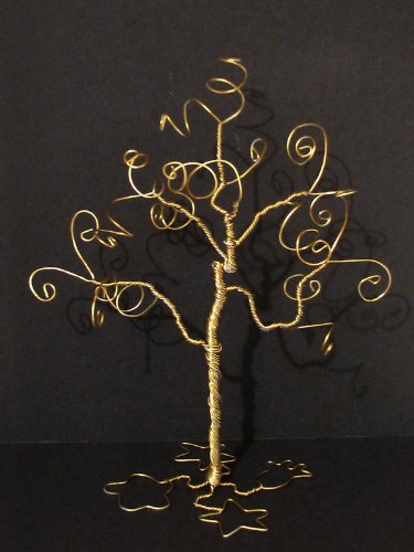 Gold Hand Made Jewelry Display Tree Stand Necklace Holder Rack