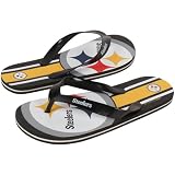 NFL Pittsburgh Steelers Youth Big Logo Flip Flops - Black (Large)