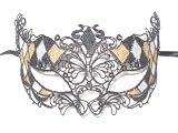 Black Gold Silver Macrame Colombina Venetian Masquerade Mask