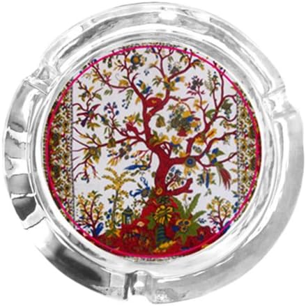 Curved Bottom Glass Ashtray - Tree Of Life - 3.25"