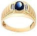 10k Yellow Gold Lab Created Sapphire and Diamond Men's Ring
