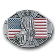 American Cowboy & Flag Western Belt Buckle