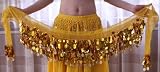 100% Handmade Belly Dance Hip Scarf , Gold Coins Wave & Deluxe V-hape --Gold