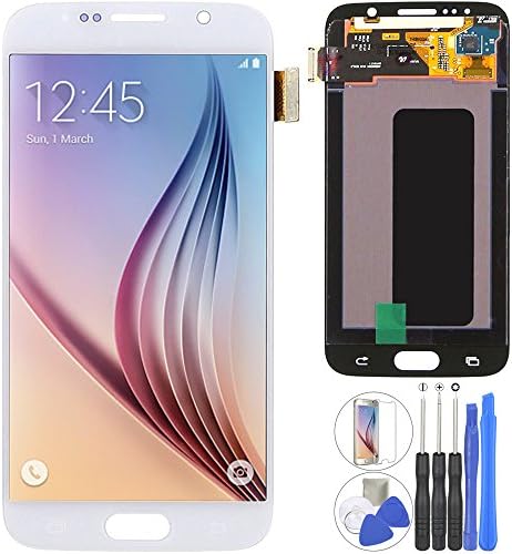 Coobetter® OEM Replacement Screens S6 LCD Display Screen Touch Digitizer Assembly for Samsung Galaxy S6 SM G920 G920A G920P G920T G920V G920R4 G920F with Repair Tool Samsung Logo(S6 White)