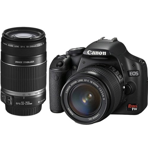 EOS Rebel T1i (500D) 15.1 Megapixel 3.0 Inch LCD Screen Full HD Video With EF-S 18-55mm IS Image Stabilized & EF 75-300mm III Double Zoom Lens Kit - Black
