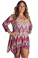 Plus Size Short Sleeves Chevron Print Polyester/Spandex  Dress