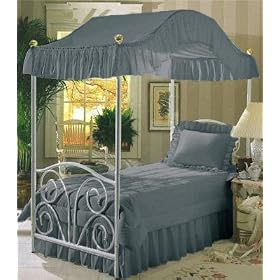 Blue Twin Size Bed Ensemble Canopy Top, Bed Comforter, Bed Skirt & Pillow Sham Blue Twin Size Bed Ensemble - Canopy Top, Bed Comforter, Bed Skirt & Pillow Sham