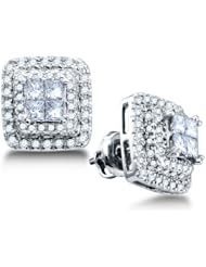 1.04 cttw. Diamond "Bellagio" Invisible Earrings 14K White Gold