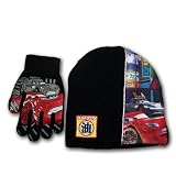 Boy's Disney Pixar Cars Lightening Mcqueen Beanie Knit Hat and Glove Set (4-7)