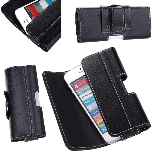 Apple New iPhone 5 Genuine Leather Holster Case - i-Blason Premium Leather Pouch for iPhone 5 5G 4G LTE AT&T / Verizon / Sprint CDMA GSM Version - Black Apple New iPhone 5 Genuine Leather Holster Case - i-Blason Premium Leather Pouch for iPhone 5 5G 4G LTE AT&T / Verizon / Sprint CDMA GSM Version - Black