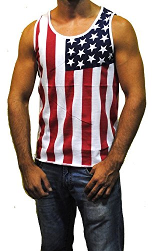 Patriotic American Flag Stripes And Stars Tank Top Shirt Adult Men's