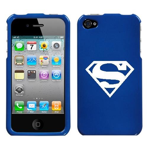  APPLE IPHONE 4 4G SUPERMAN WHITE SYMBOL ON A BLUE HARD CASE COVER
