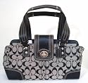 Authentic Coach Hampton Signature Leather Carryall Handbag 13975 Black
