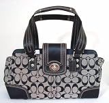 Authentic Coach Hampton Signature Leather Carryall Handbag 13975 Black
