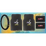 5pc Looney Tunes Road Runner Beep Beep Front and Rear Floor Mats and Steering Wheel...