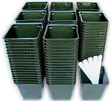 150 Plastic Nursery Plant Pots +5 Plant Labels, Green Seedling Containers