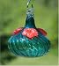 Teal Blue Glass Swirl Hummingbird Feeder with How To Attract Hummingbirds Booklet