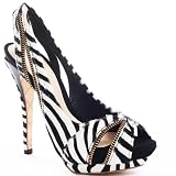 L.A.M.B. Women's Dawna Slingback Pump,Black Zebra,8.5 M US