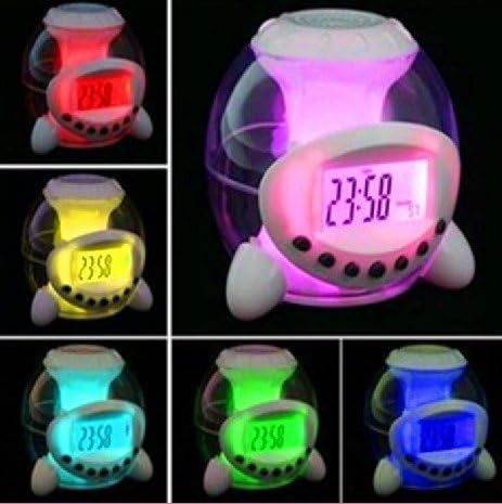 Color Backlight View Timer Natural Sound Music Ringer Perpetual Calendar Three-cornered Alarm Clock - White