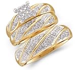Diamond Engagement Rings & Wedding Bands Set 10k Yellow Gold (0.27 CT)