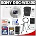 Sony Cyber-Shot DSC-WX300 Digital Camera (White) with 32GB Card + Battery & Charger + Case + Tripod + Accessory Kit