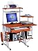 Deluxe Ergonomic Multi-Shelf Computer Desk - Woodgrain