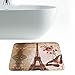 JILLBAN Bathroom Mat Cushion Set Flannel Non Slip 2pcs (Bath mat + Contour Rug) (Butterfly Eiffel Tower)