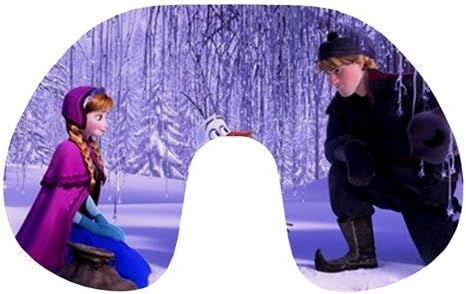 Frozen Disney Anna and Kristoff Inflatable Travel Support and Stabilized Neck and Head in Any Polistion Pillows for Sleeping on Airplanes, Cars, Approximate dimension: 17.3"(W) x 10.6" (H)