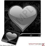 Sony PS3 Slim Skin - Glass Heart Grunge Gray