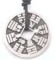 Chinese Money Symbols Silver Tone Pewter Pendant Necklace