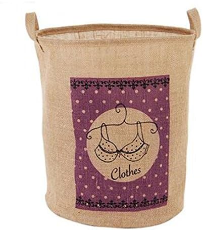 Home Cloth Jute Dirty Laundry Foldable Basket Toys Clothes Storgae Barrels (wine red)