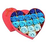七色の花 石鹸 花 バラ ローズ 造花 手作り プレゼント 手 洗う 香り ロマンチック 18個セット (ブルー)