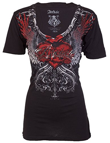 Archaic AFFLICTION Womens T-Shirt HEARTACHE Tattoo Biker UFC BKE Sinful