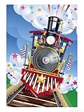 IMAGE OF Close-Up of the Engine of a Patriotic Train Stretched Canvas Poster Print, 24x32