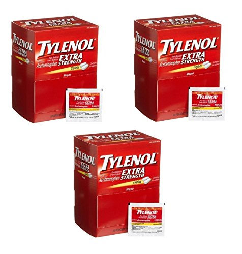 Tylenol(R) Extra-Strength, 2 Caplet Dosage, 100 caplets total,500mg each (Pack of 3)