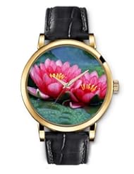 SPRAWL Aanalog Fashion Series Gold Ladies Watches of Genuine Black Leather Strap,Unique Wrist Watch for Women Girls Designed with Beautiful flowers