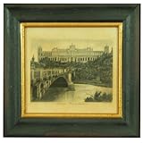 Antique Architectural Framed Art, Exquisite Vintage Art Reproduction