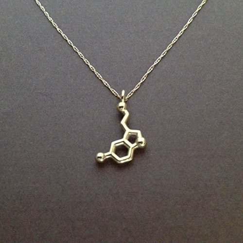 Petite Serotonin Molecule Necklace in solid 14K yellow gold