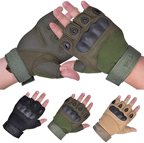 TooBike Military Gear Tactical Gloves Mountain Bike Gloves Road Racing Bicycle Gloves Tactical Airsoft Hunting Riding Cycling Gloves Men/Women Work Gloves,Army Green Fingerless,L